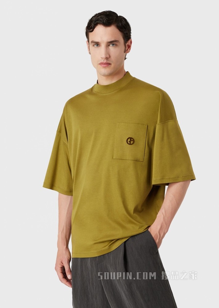 棉质刺绣短袖T恤 | Giorgio Armani