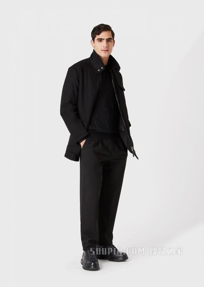 羊毛人字形嵌花针织衫 | Giorgio Armani