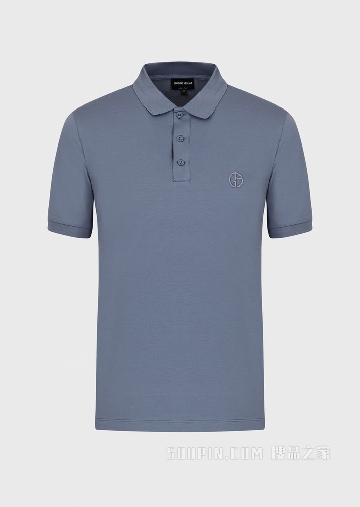 刺绣LOGO短袖棉质POLO衫 | Giorgio Armani