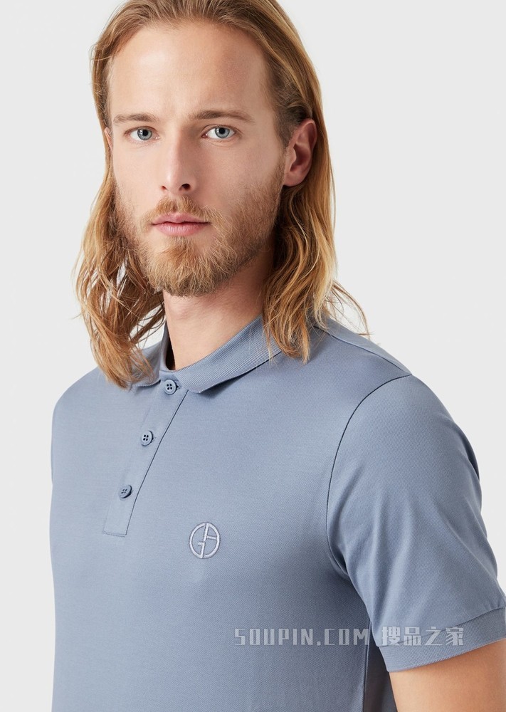 刺绣LOGO短袖棉质POLO衫 | Giorgio Armani