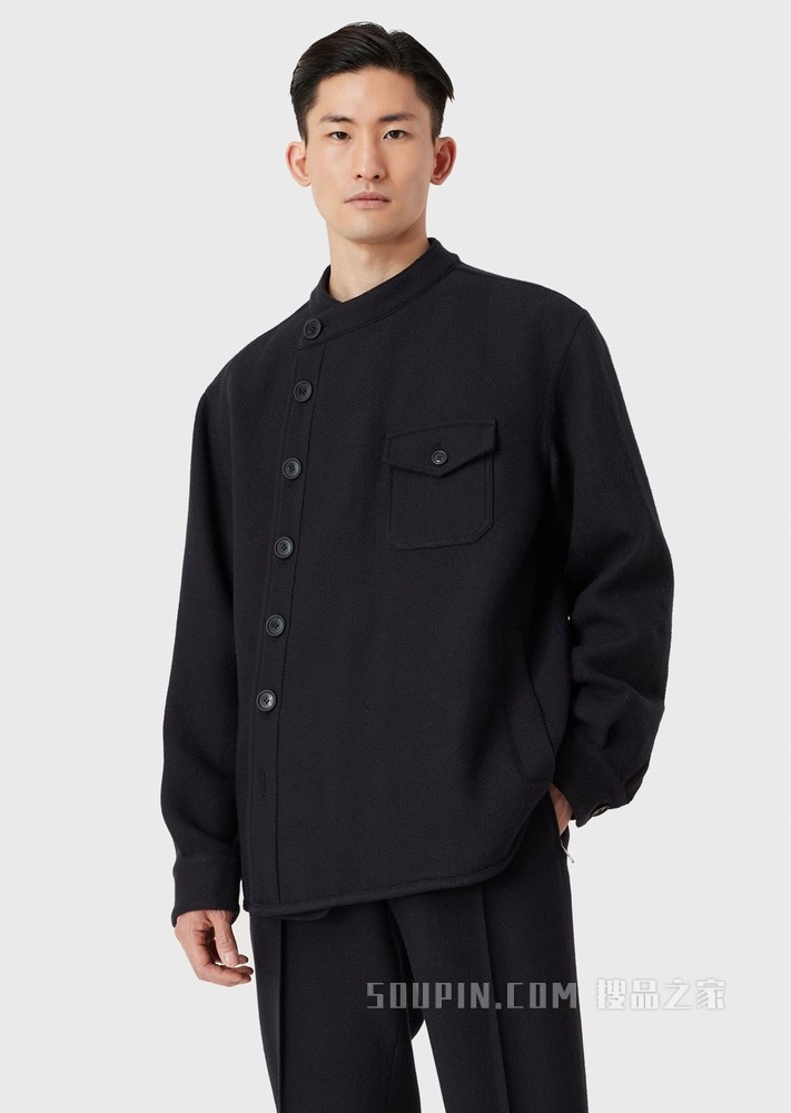 不对称开合羊毛休闲西服 | Giorgio Armani
