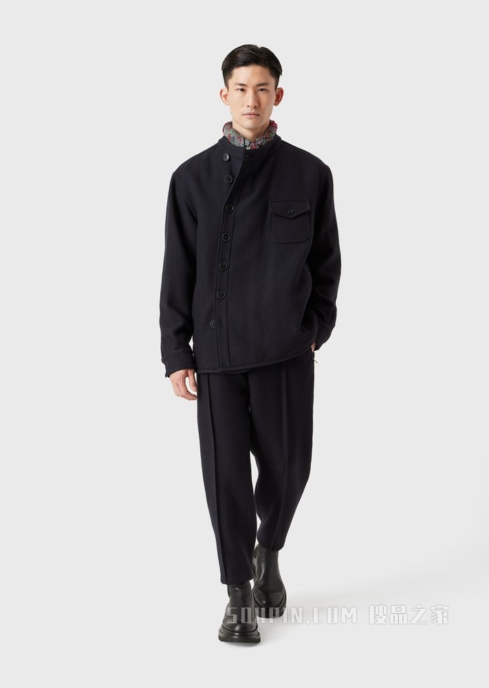 不对称开合羊毛休闲西服 | Giorgio Armani