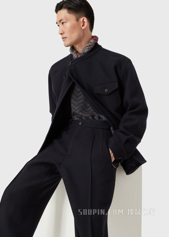 不对称开合羊毛休闲西服 | Giorgio Armani