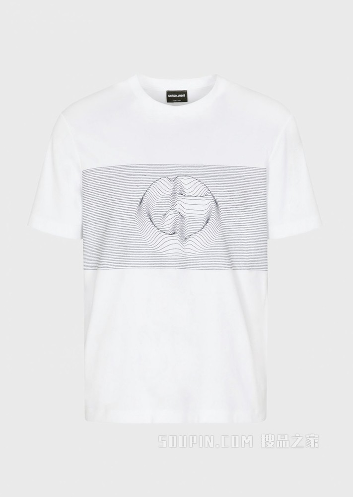 撞色3D刺绣短袖T恤 | Giorgio Armani
