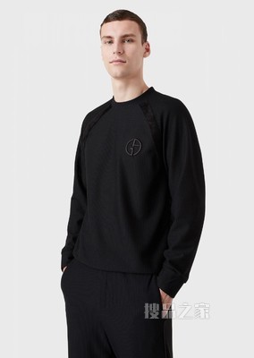 圆领长袖徽标卫衣 | Giorgio Armani