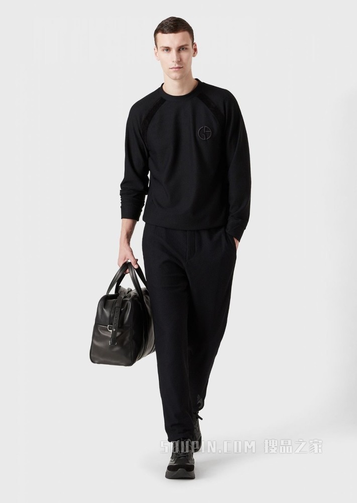 圆领长袖徽标卫衣 | Giorgio Armani
