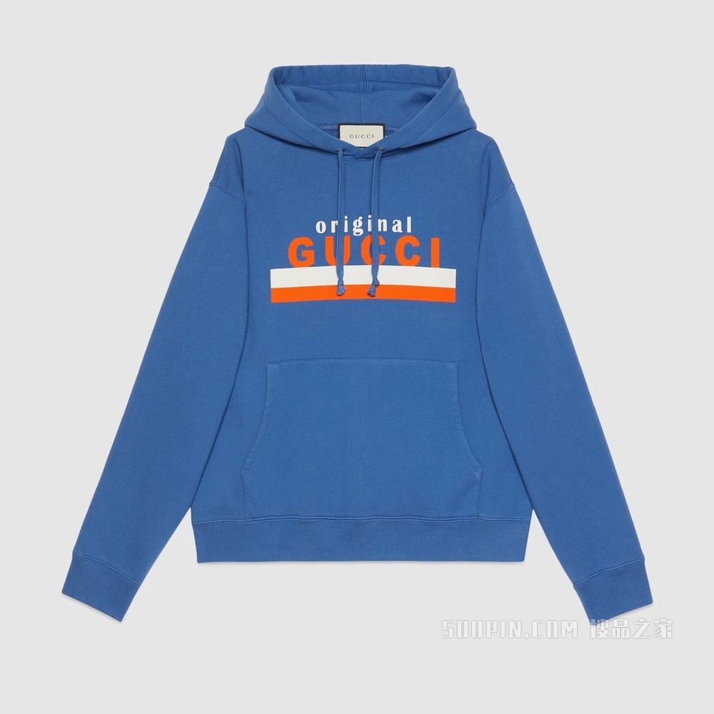 “Original Gucci”印花卫衣 蓝色针织棉布