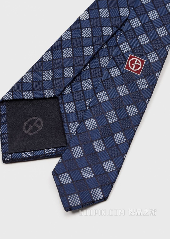 棋盘格图案桑蚕丝领带 | Giorgio Armani