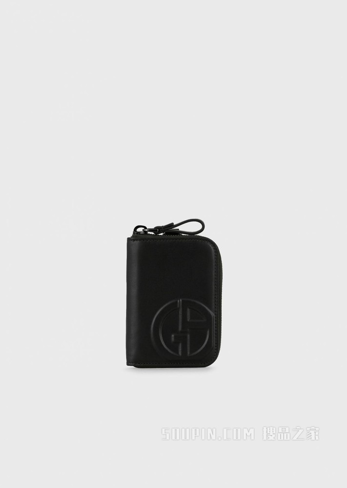 徽标皮革拉链钱包 | Giorgio Armani
