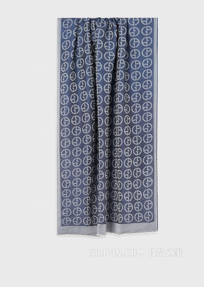 通体LOGO桑蚕丝褶皱披肩 | Giorgio Armani
