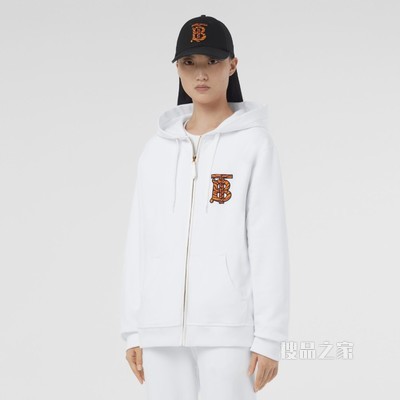 专属标识图案棉质连帽上衣 (白色) - 女士