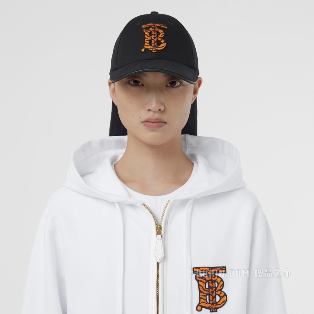 专属标识图案棉质连帽上衣 (白色) - 女士