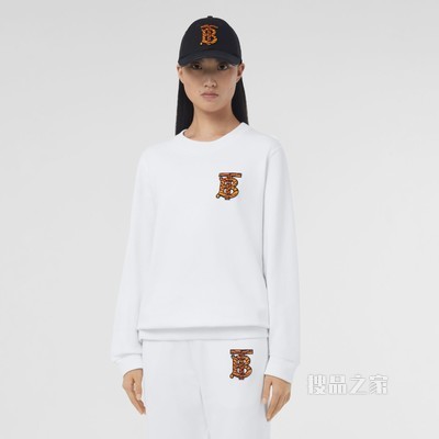 专属标识图案棉质宽松运动衫 (白色) - 女士