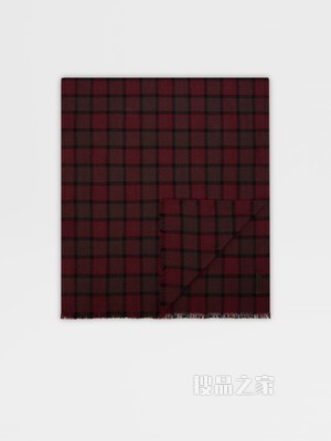 红色山羊绒及桑蚕丝混纺围巾