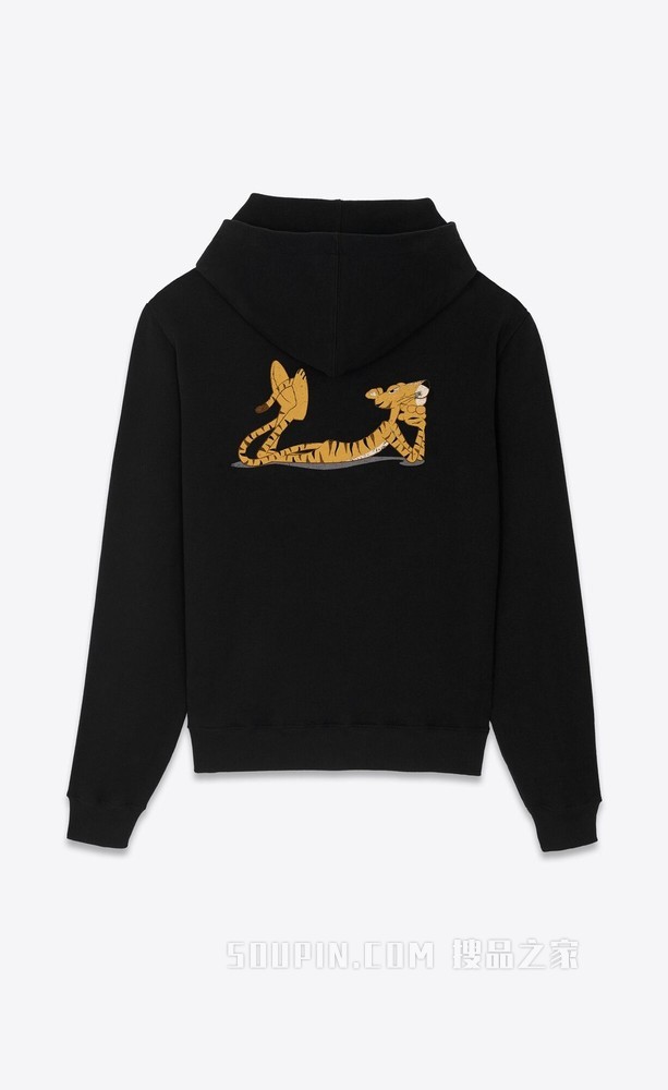 老虎印花连帽衫