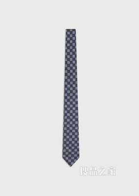 撞色棋盘格图案桑蚕丝领带 | Giorgio Armani