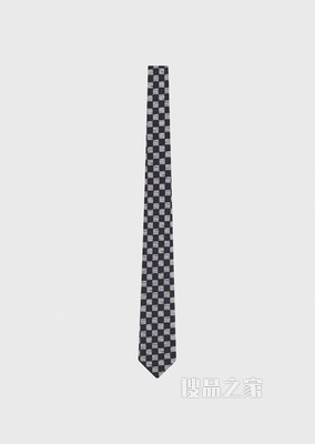 撞色棋盘格图案桑蚕丝领带 | Giorgio Armani