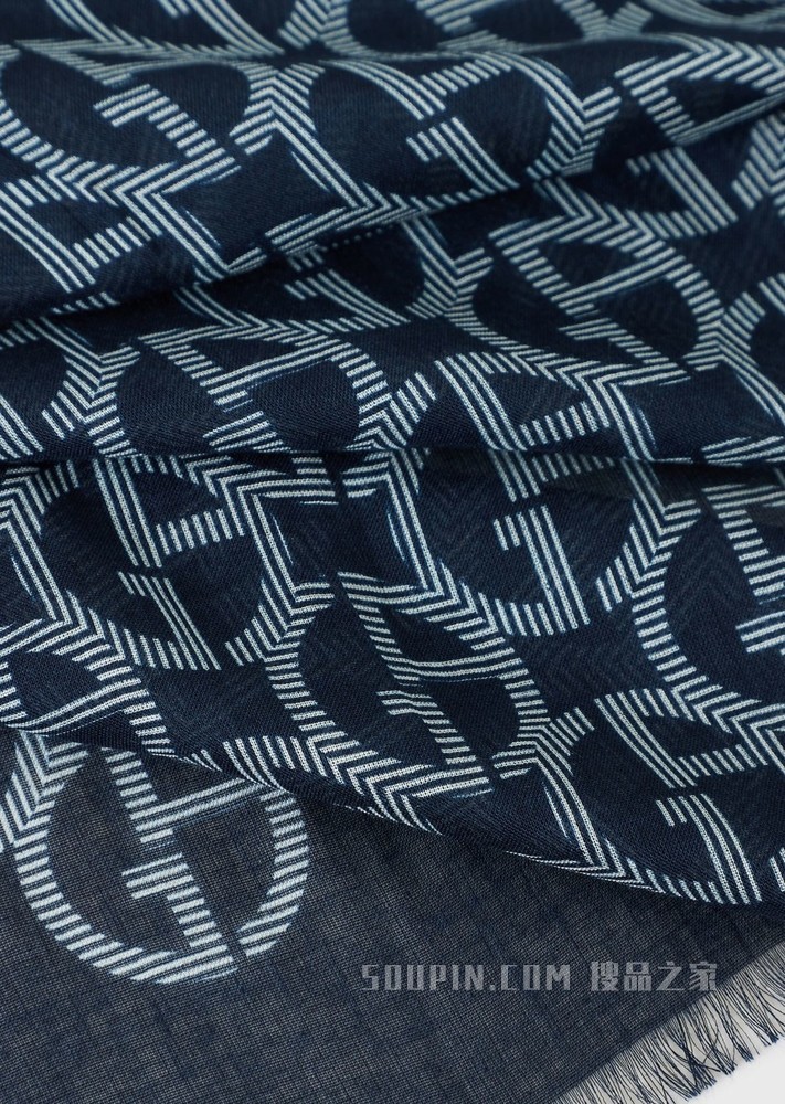 通体LOGO撞色围巾 | Giorgio Armani