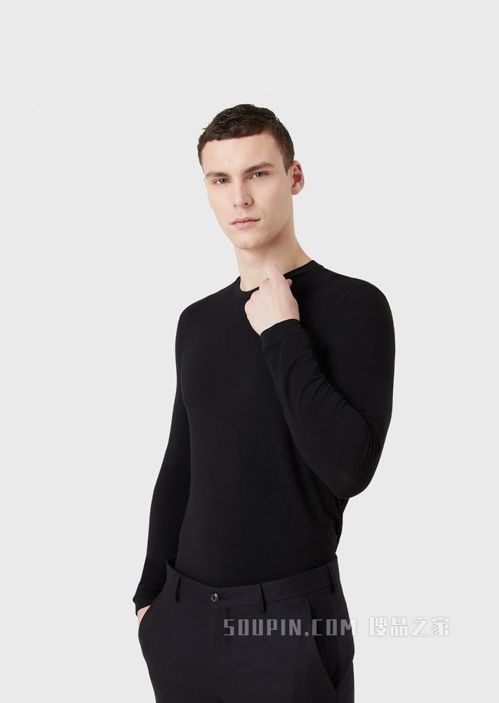 弹力平纹布简约T恤 | Giorgio Armani