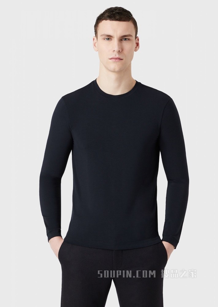 弹力平纹布简约T恤 | Giorgio Armani