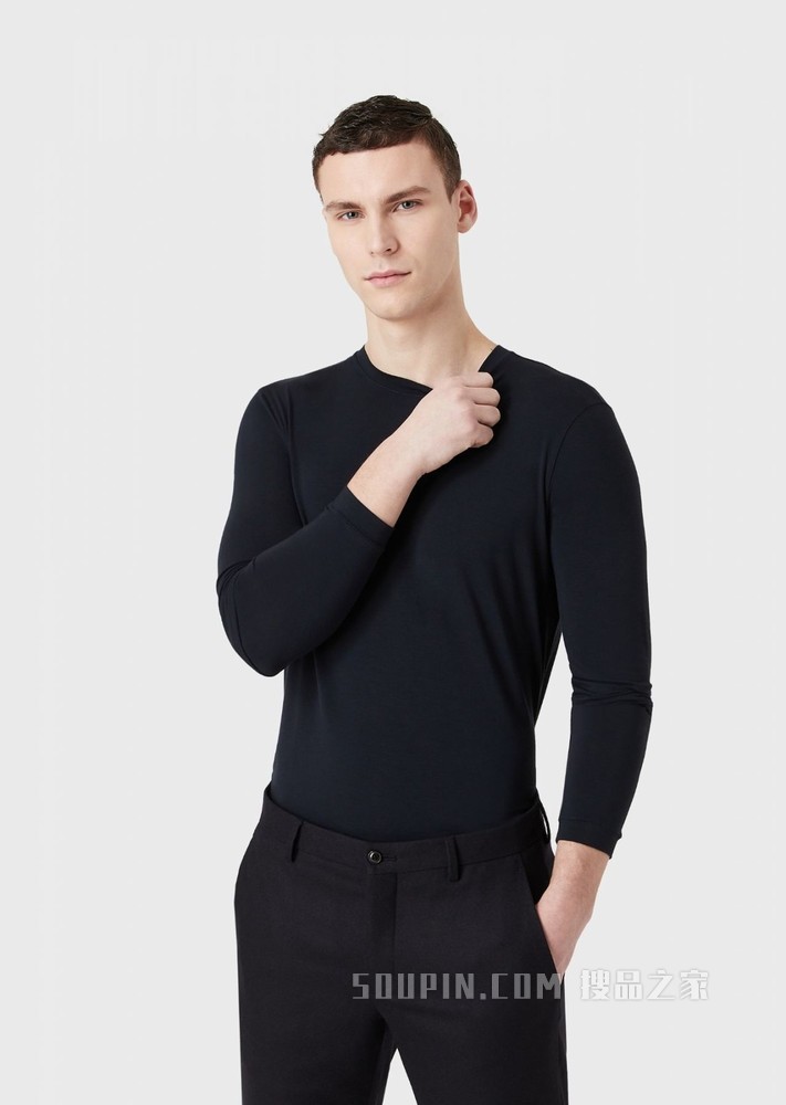 弹力平纹布简约T恤 | Giorgio Armani
