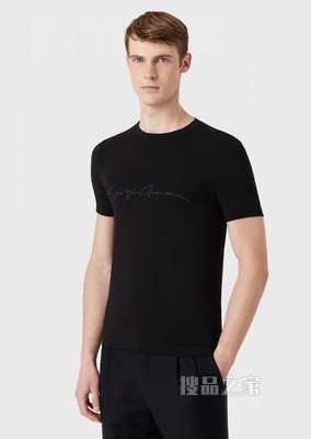印花平纹布圆领短袖LOGO T恤 | Giorgio Armani