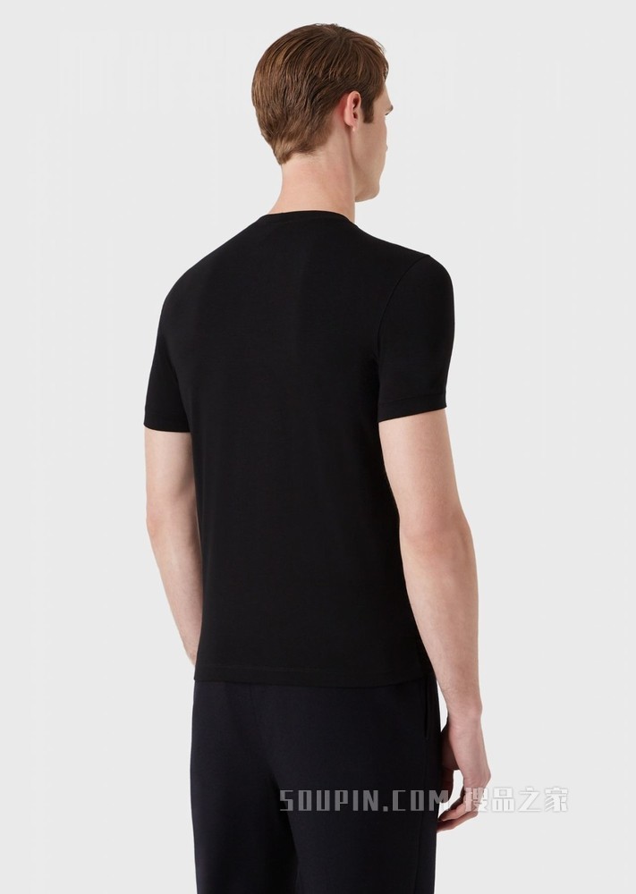 印花平纹布圆领短袖LOGO T恤 | Giorgio Armani