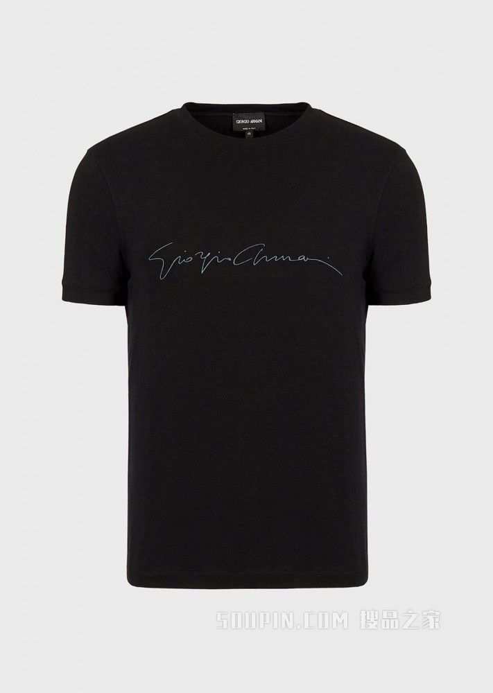 印花平纹布圆领短袖LOGO T恤 | Giorgio Armani