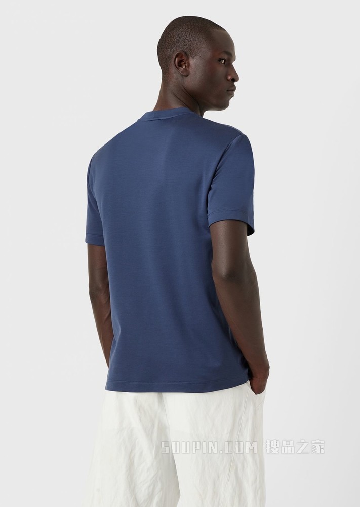撞色3D刺绣短袖T恤 | Giorgio Armani