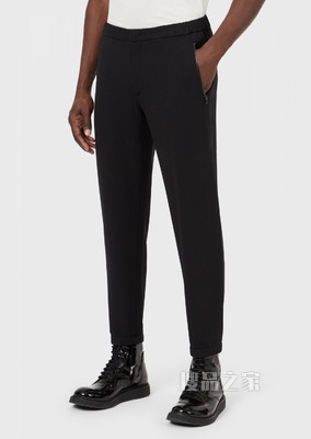 羊绒混纺翻折休闲裤 | Emporio Armani