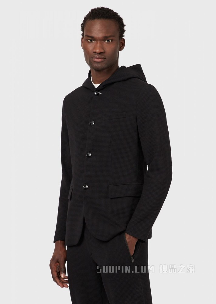 绵羊毛连帽西装 | Emporio Armani