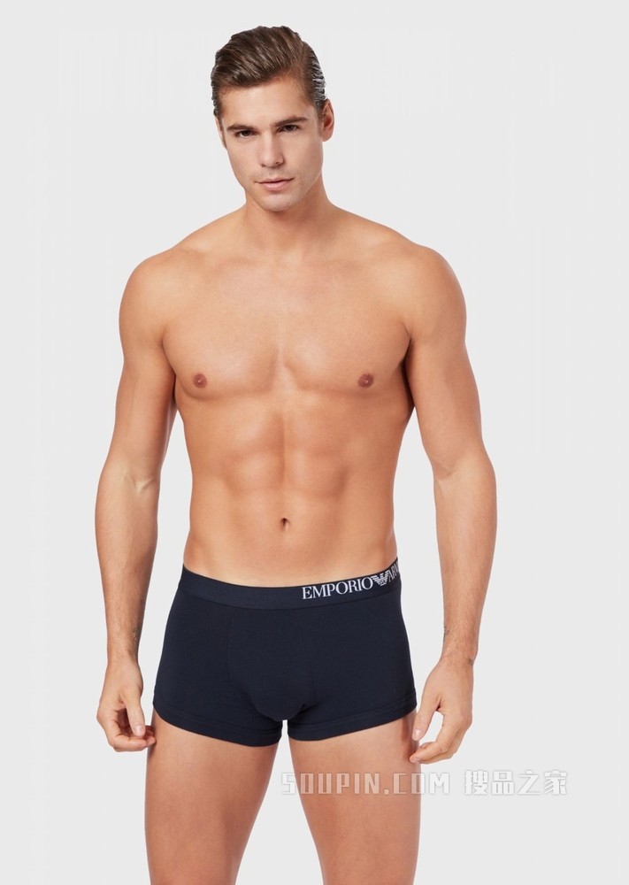 弹力棉字母纹LOGO平角内裤三条装 | Emporio Armani