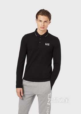 弹力棉LOGO长袖POLO衫 | Emporio Armani