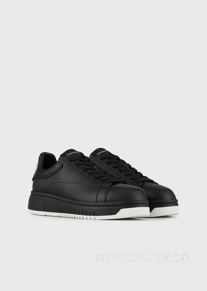 牛皮革系带休闲运动鞋 | Emporio Armani