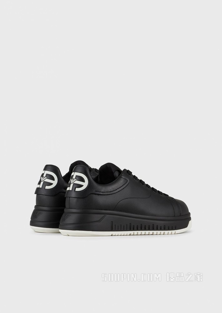 牛皮革系带休闲运动鞋 | Emporio Armani