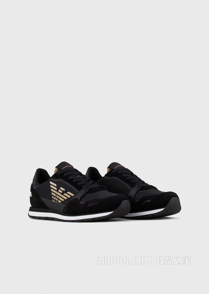 侧面鹰标LOGO皮革运动鞋 | Emporio Armani