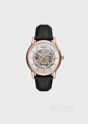 防水圆形皮革带镂空机械腕表 | Emporio Armani