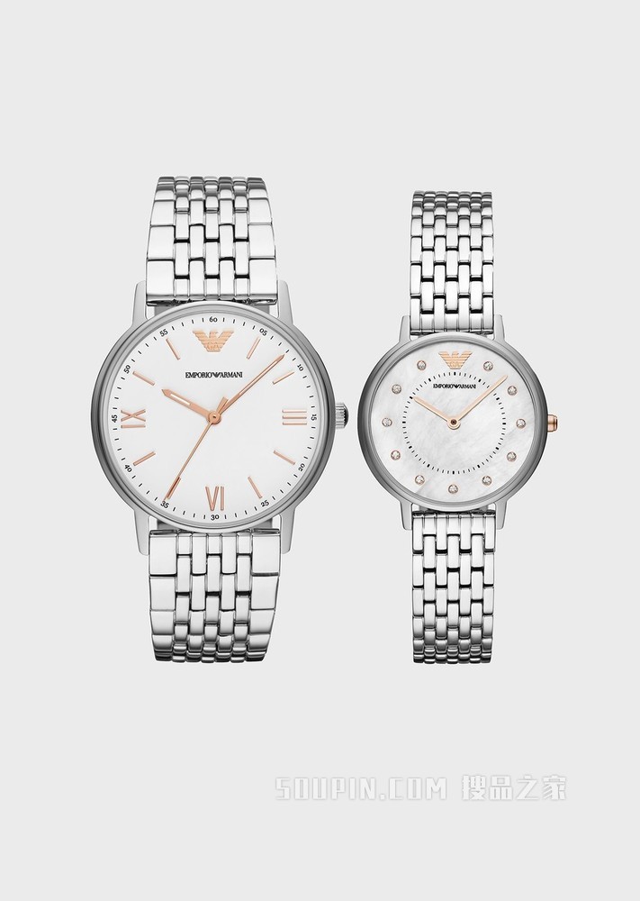 经典复古不绣钢表带情侣石英腕表 | Emporio Armani