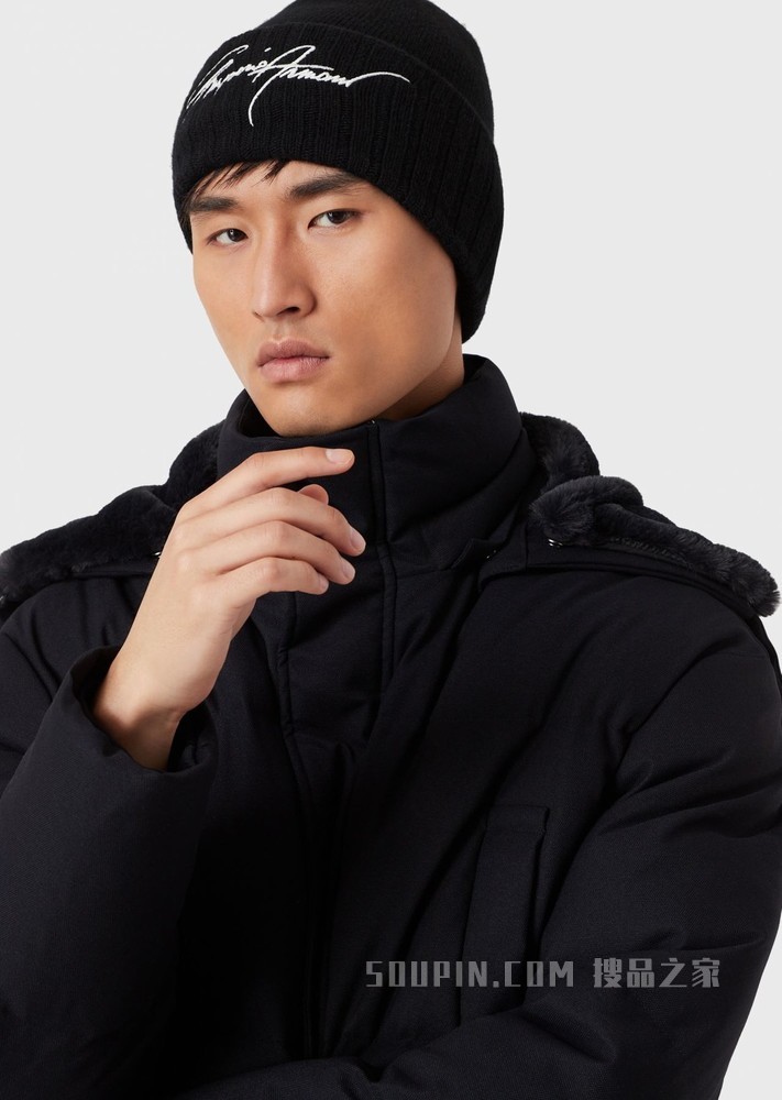 经典标识绵羊毛针织帽 | Emporio Armani