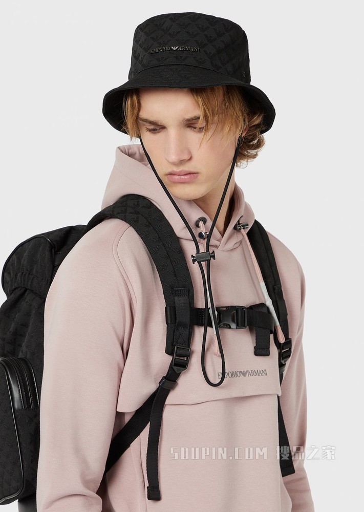 通体鹰标棉质渔夫帽 | Emporio Armani