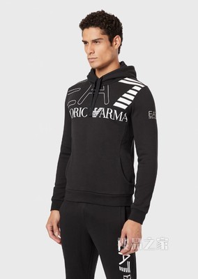 印花LOGO棉质连帽卫衣 | Emporio Armani