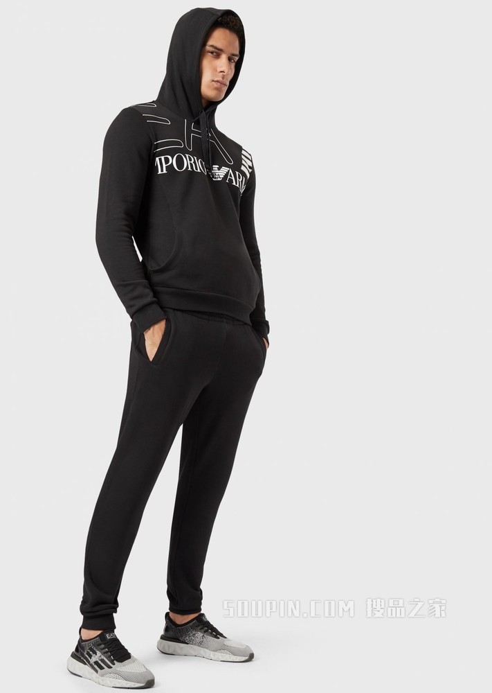 印花LOGO棉质连帽卫衣 | Emporio Armani