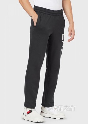 棉质毛圈布LOGO抽绳慢跑裤 | Emporio Armani