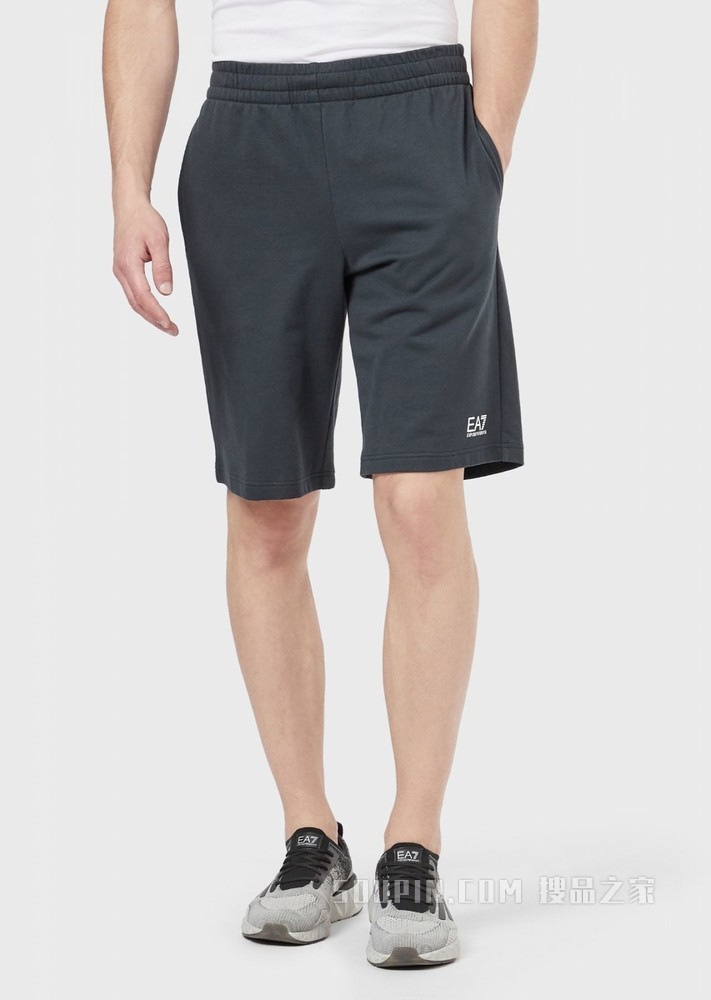 棉质LOGO抽绳运动短裤 | Emporio Armani