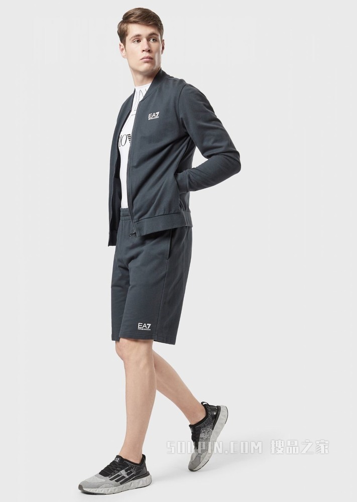 棉质LOGO抽绳运动短裤 | Emporio Armani