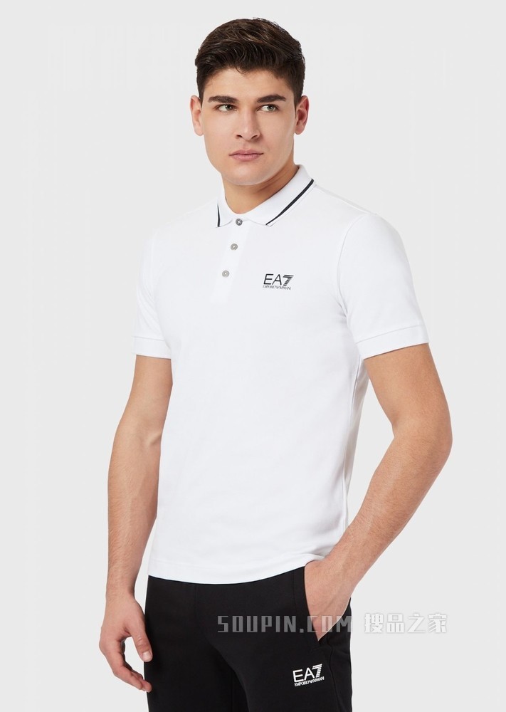 弹力棉LOGO短袖POLO衫 | Emporio Armani
