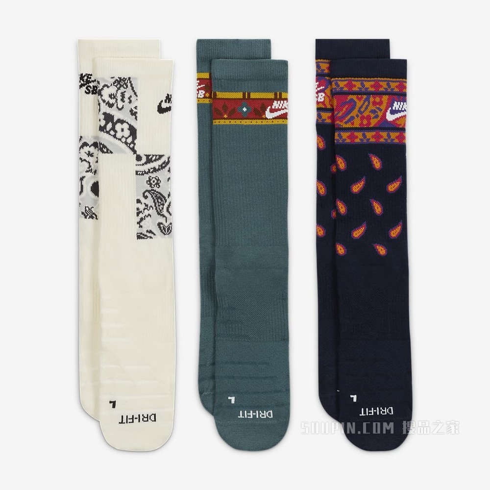 Nike SB Everyday Max Lightweight Crew 滑板运动袜（3 双）