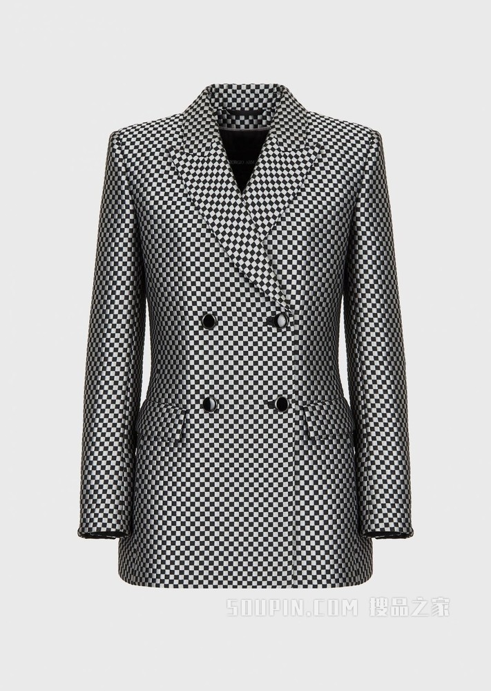 10 Corso Como联名双排扣格纹休闲西装外套 | Giorgio Armani