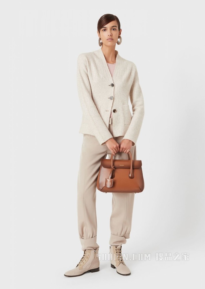 质感皮革la Prima中号背提包 | Giorgio Armani