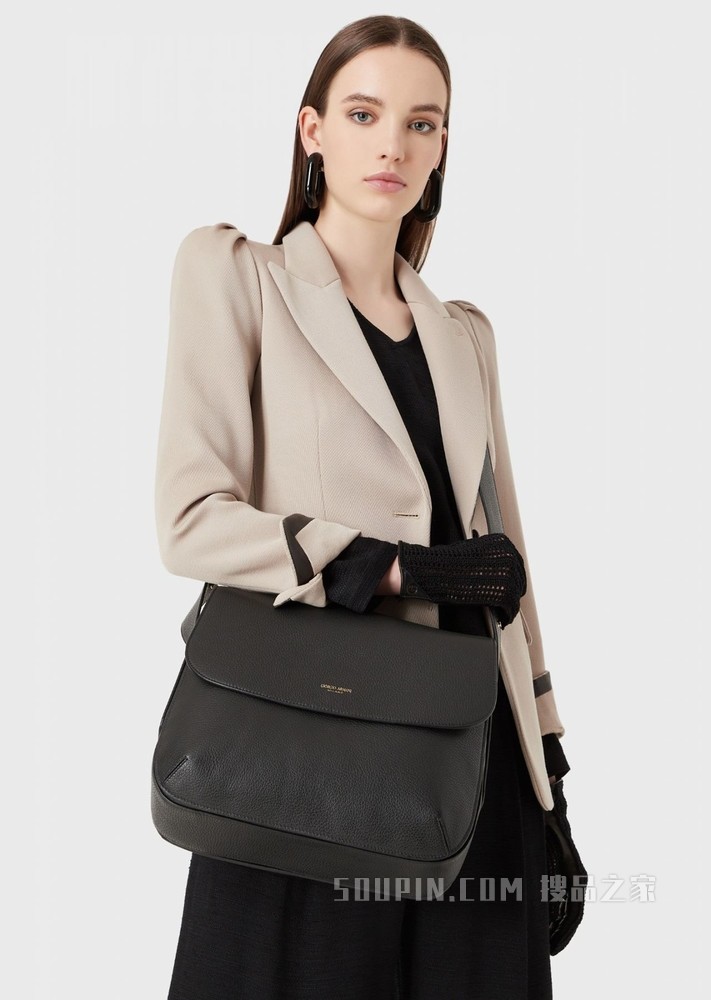 la Prima犊牛皮革斜挎包 | Giorgio Armani